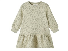 Lil Atelier sweat dress moss gray flowers